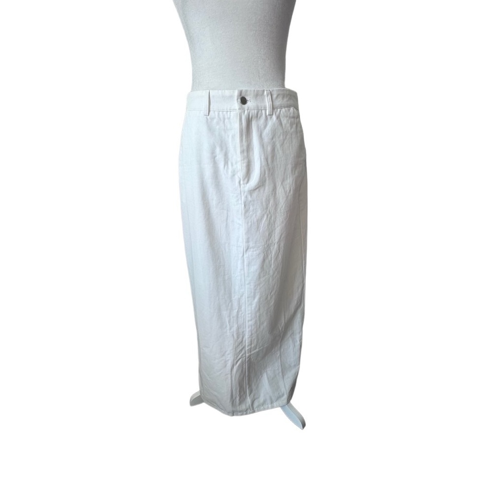 Commense White Maxi Skirt Parisian Slit Belt Loops Boho SZ M NWT - Picture 10 of 11